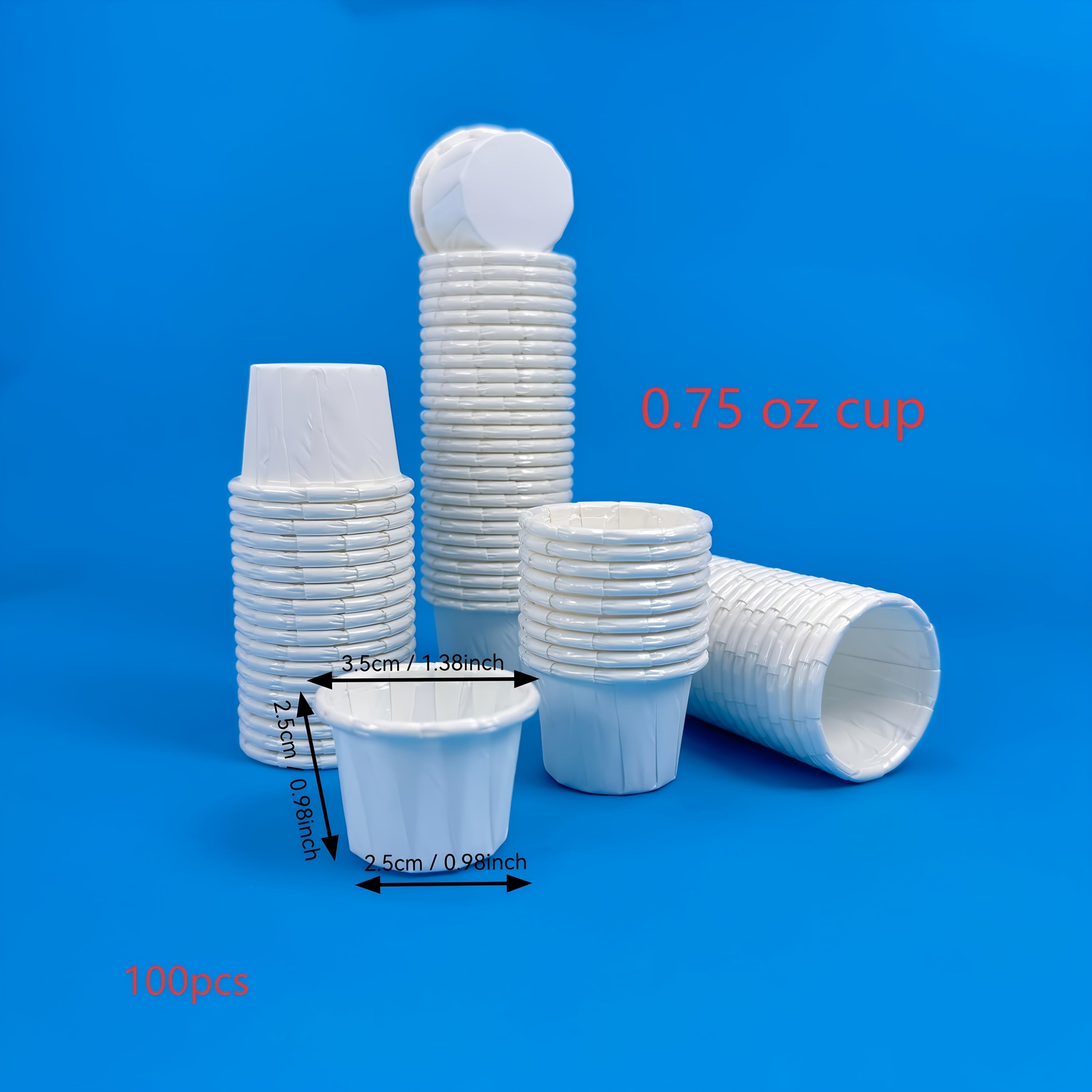 100 Mini Sauce Cups - 1 oz Oil and Waterproof Coated Paper Serving Cups for Dipping, Tasting, Baking, Crafting and Seed Growing - Disposable Coated Paper Cups