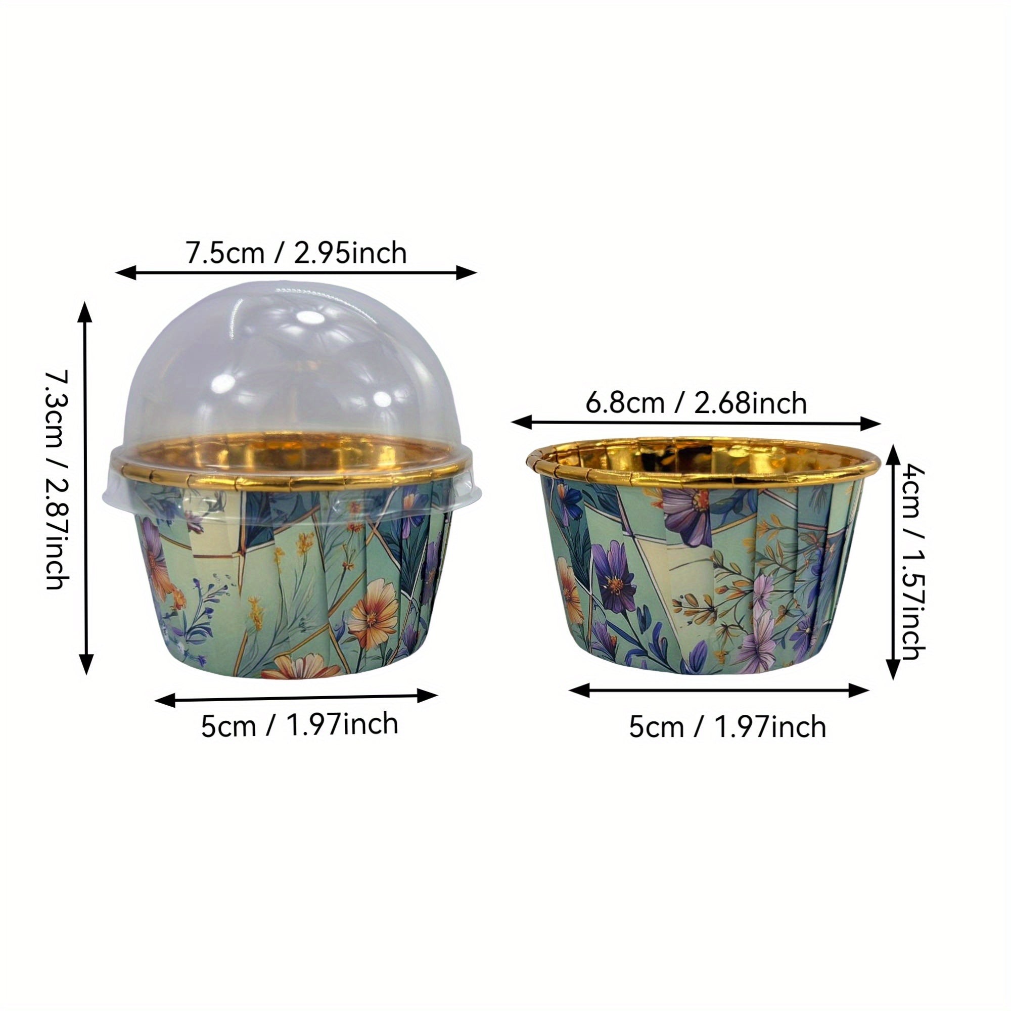 50 Vintage Botanical Pattern Cupcake Holders with or without a lid - 3 designs for weddings, parties, picnics and spring garden events