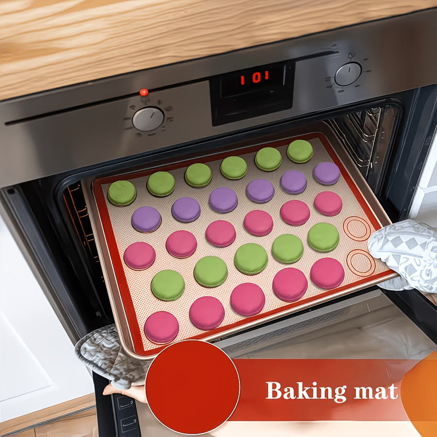 3-Piece set of non-stick silicone mats, suitable for making macarons, easy to bake | Heat-resistant 220 ° dishwasher-washable cookie mats, reusable, non-stick baking mats, silicone baking mats, smooth baking surfaces, food grade silicone