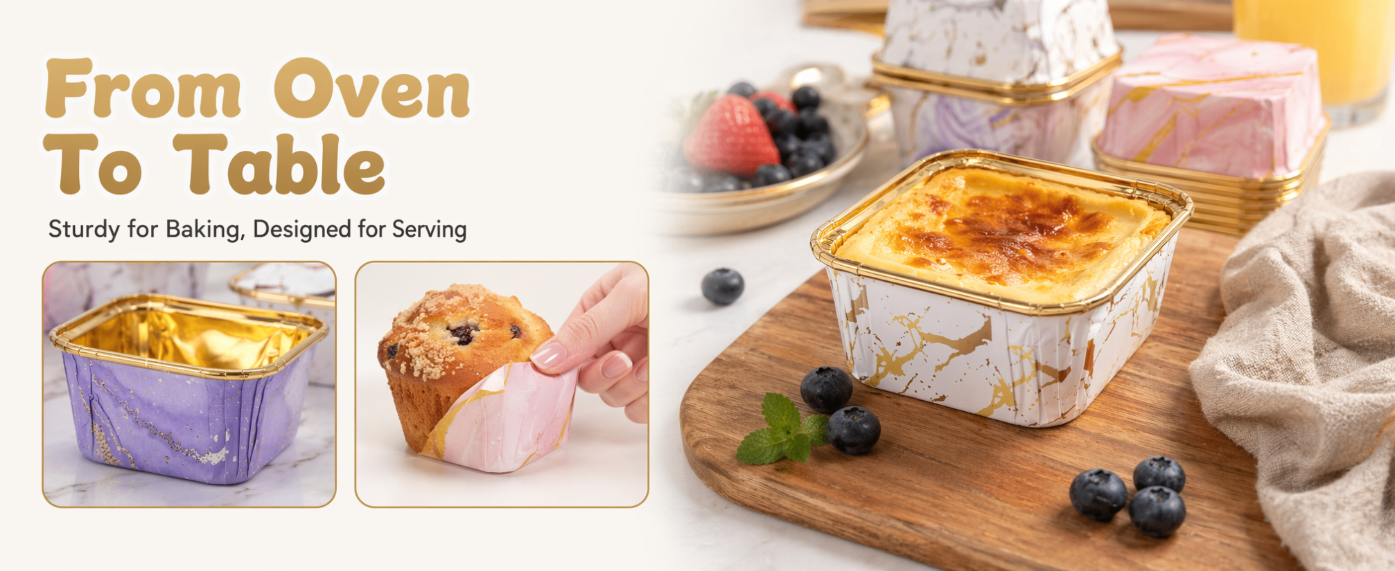 50 Pack Square Cake Paper Cups, Disposable Muffin Baking Cups for Home Party Wedding