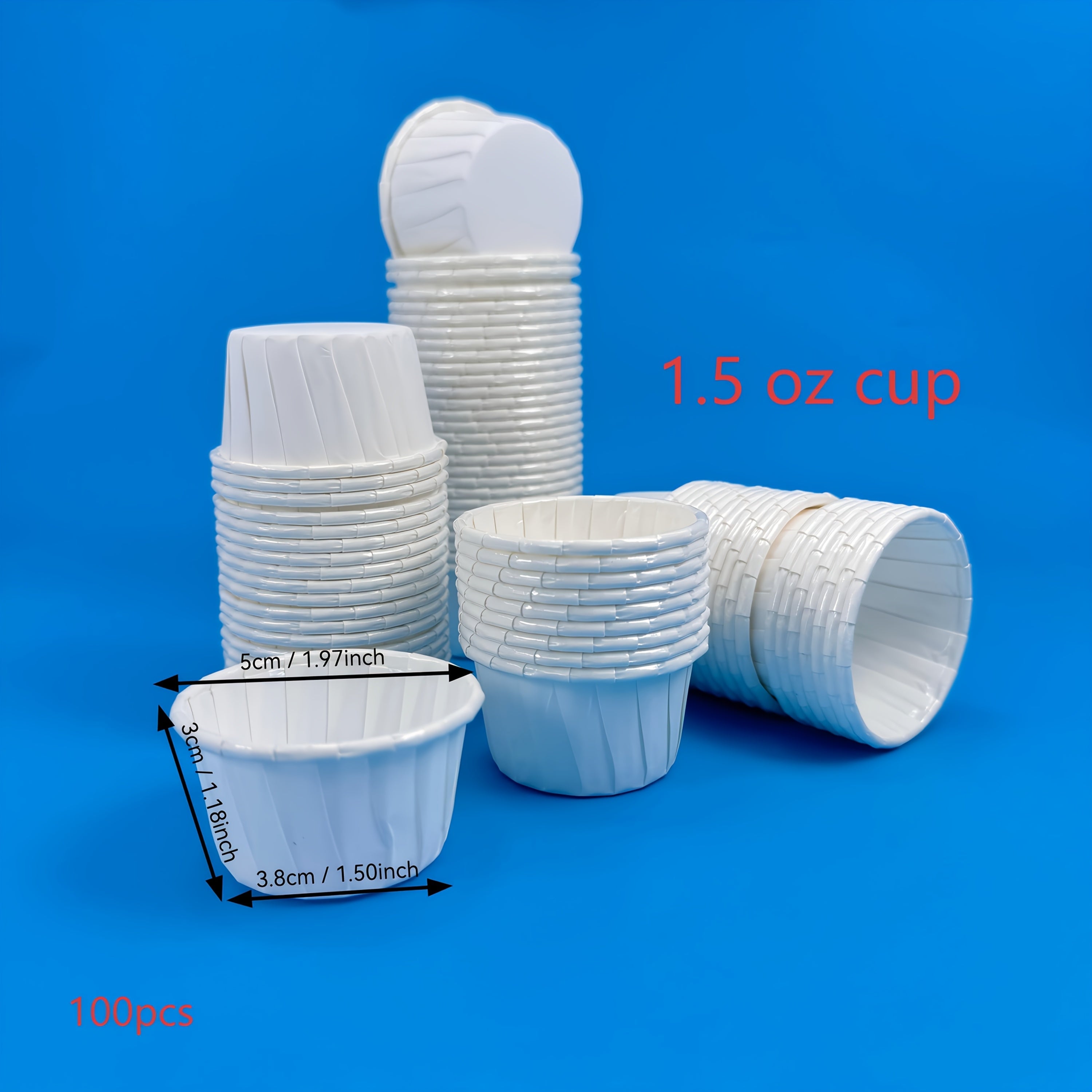 100 Mini Sauce Cups - 1 oz Oil and Waterproof Coated Paper Serving Cups for Dipping, Tasting, Baking, Crafting and Seed Growing - Disposable Coated Paper Cups