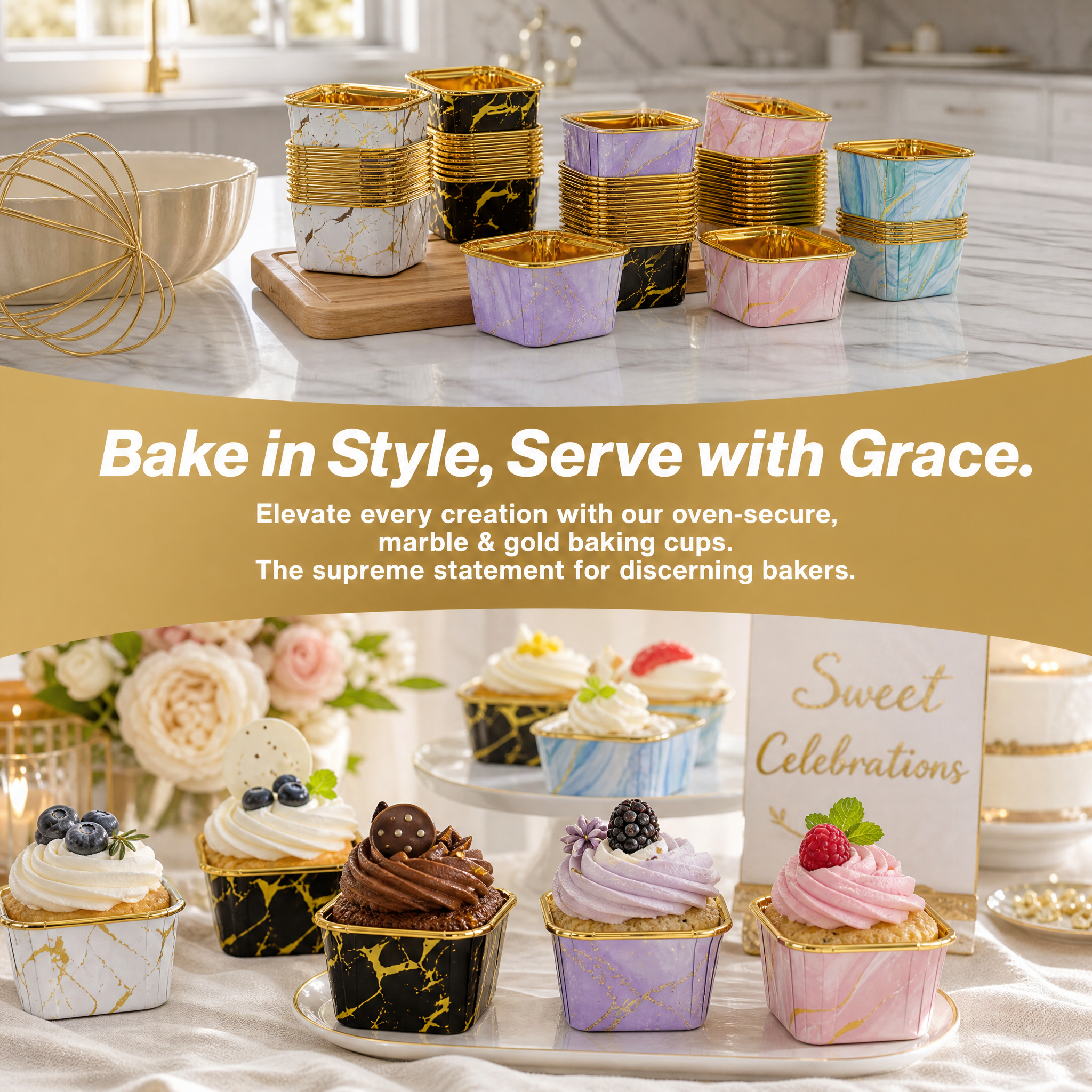 Pack of 50 thickened solid-color square cake cups, with or without lid, for wedding, birthday, pie, and special occasion cupcake holders