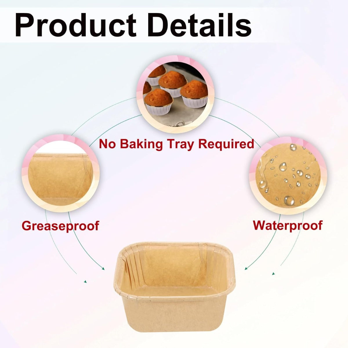 100 paper cake cups for baking, paper cup Kraft paper bread mold, paper baking bread mold for display, wedding and birthday supplies (square)