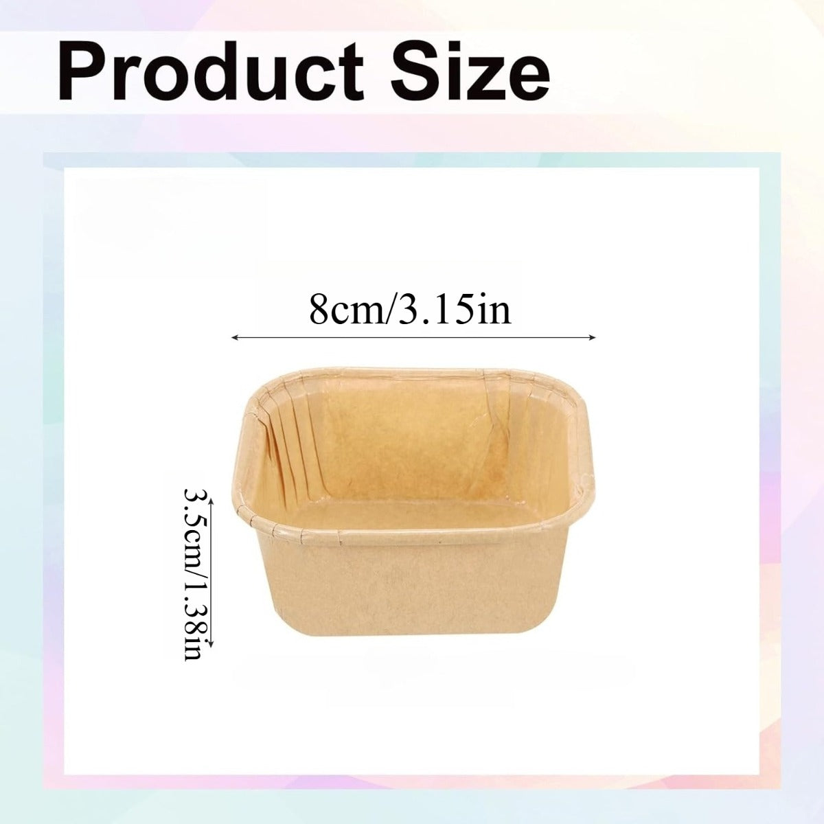 100 paper cake cups for baking, paper cup Kraft paper bread mold, paper baking bread mold for display, wedding and birthday supplies (square)