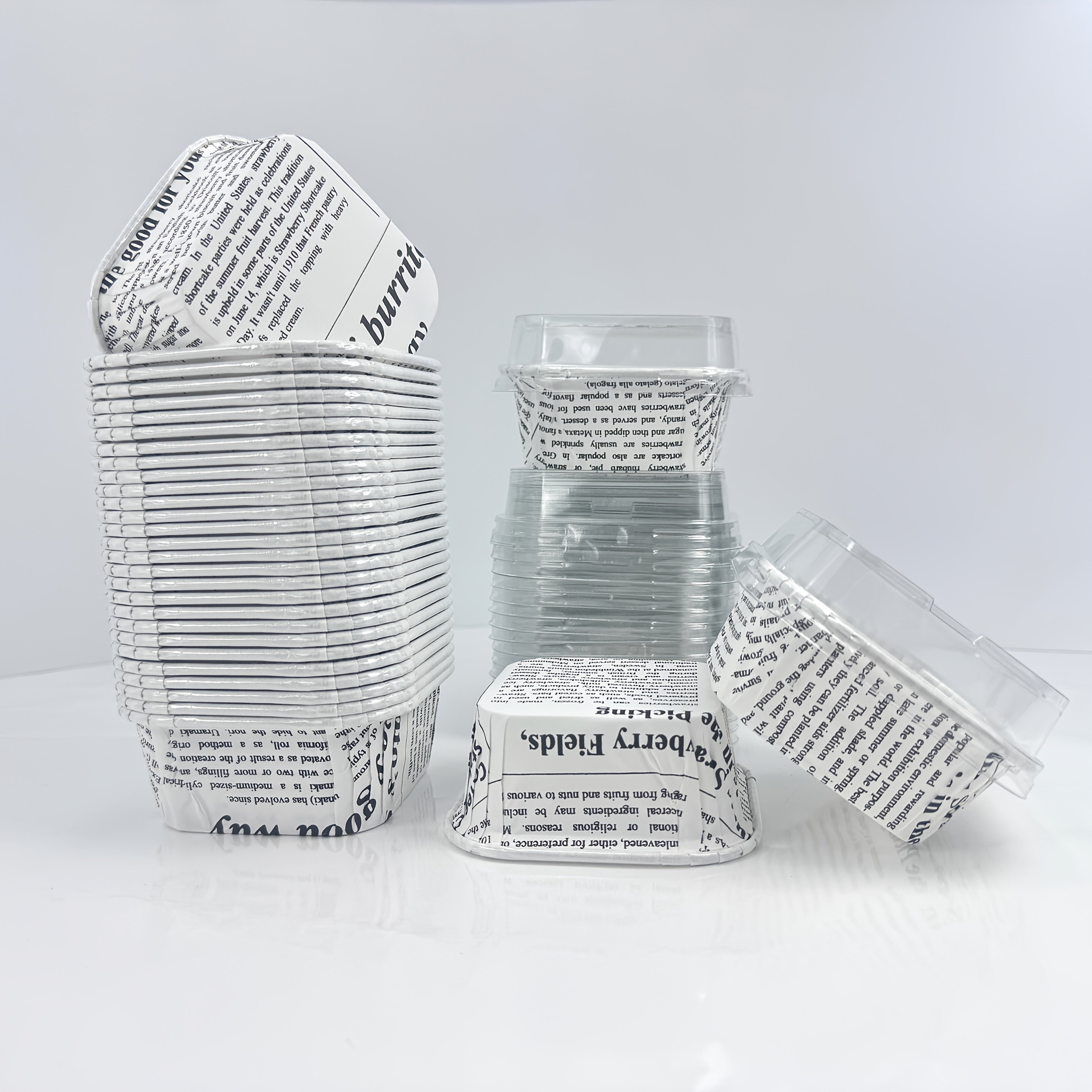 Pack of 50 thickened solid-color square cake cups, with or without lid, for wedding, birthday, pie, and special occasion cupcake holders
