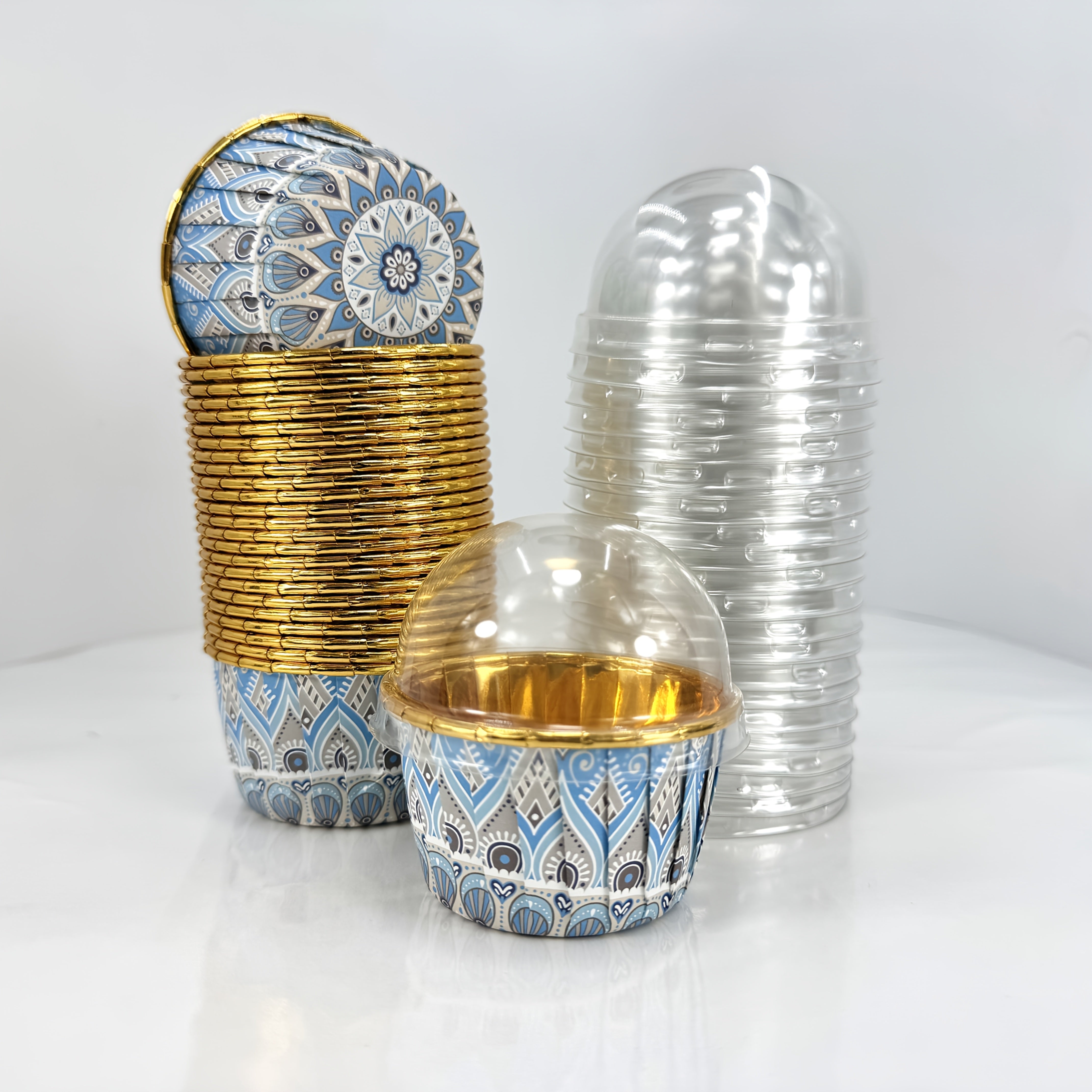 49 bohemian cupcakes, disposable heat-resistant baking cups, curling cake molds, cupcake holders for weddings and birthday parties