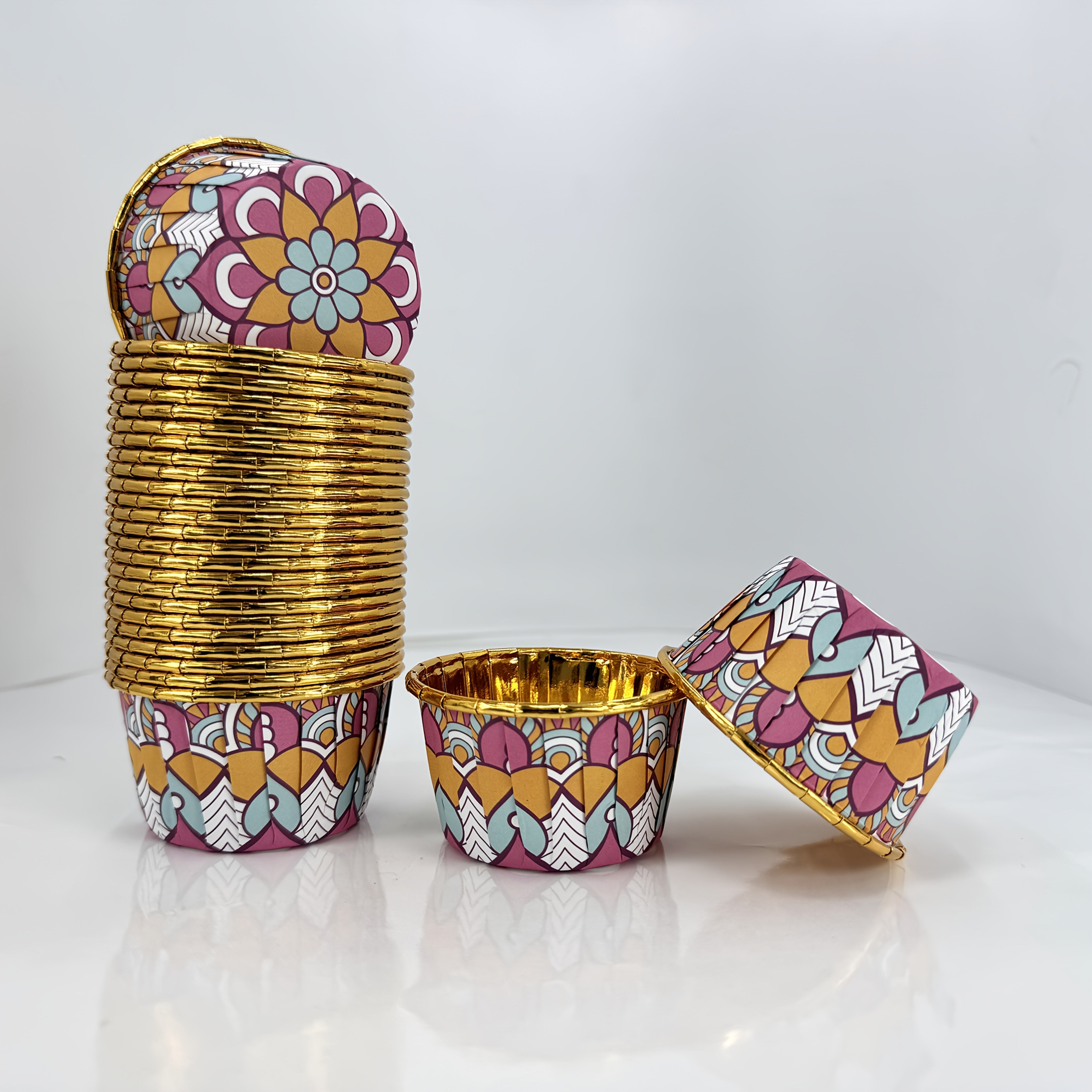 49 bohemian cupcakes, disposable heat-resistant baking cups, curling cake molds, cupcake holders for weddings and birthday parties