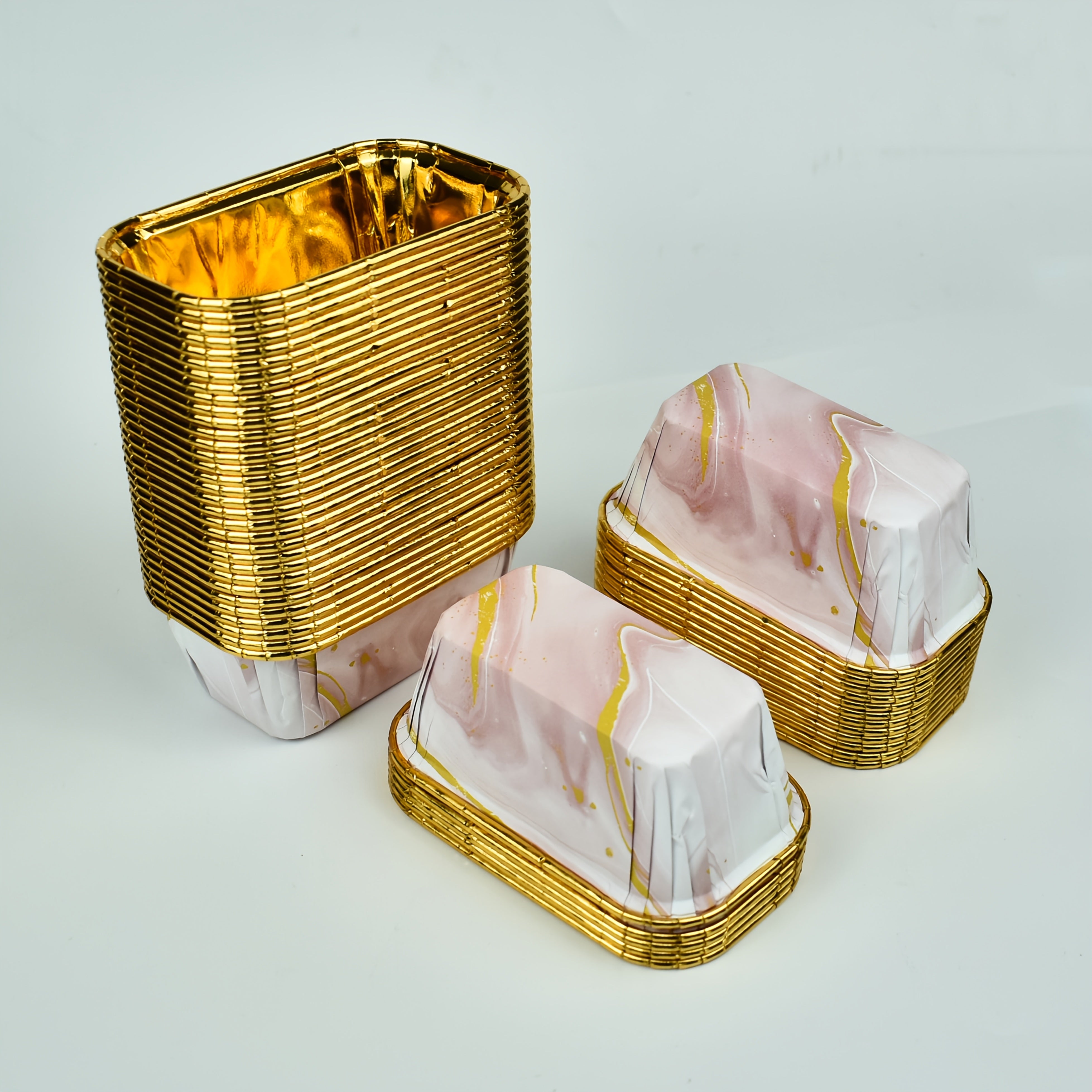 50 cake cups + 50 lids or 50 cake cups, rectangular thickened, food grade contact, high temperature resistant