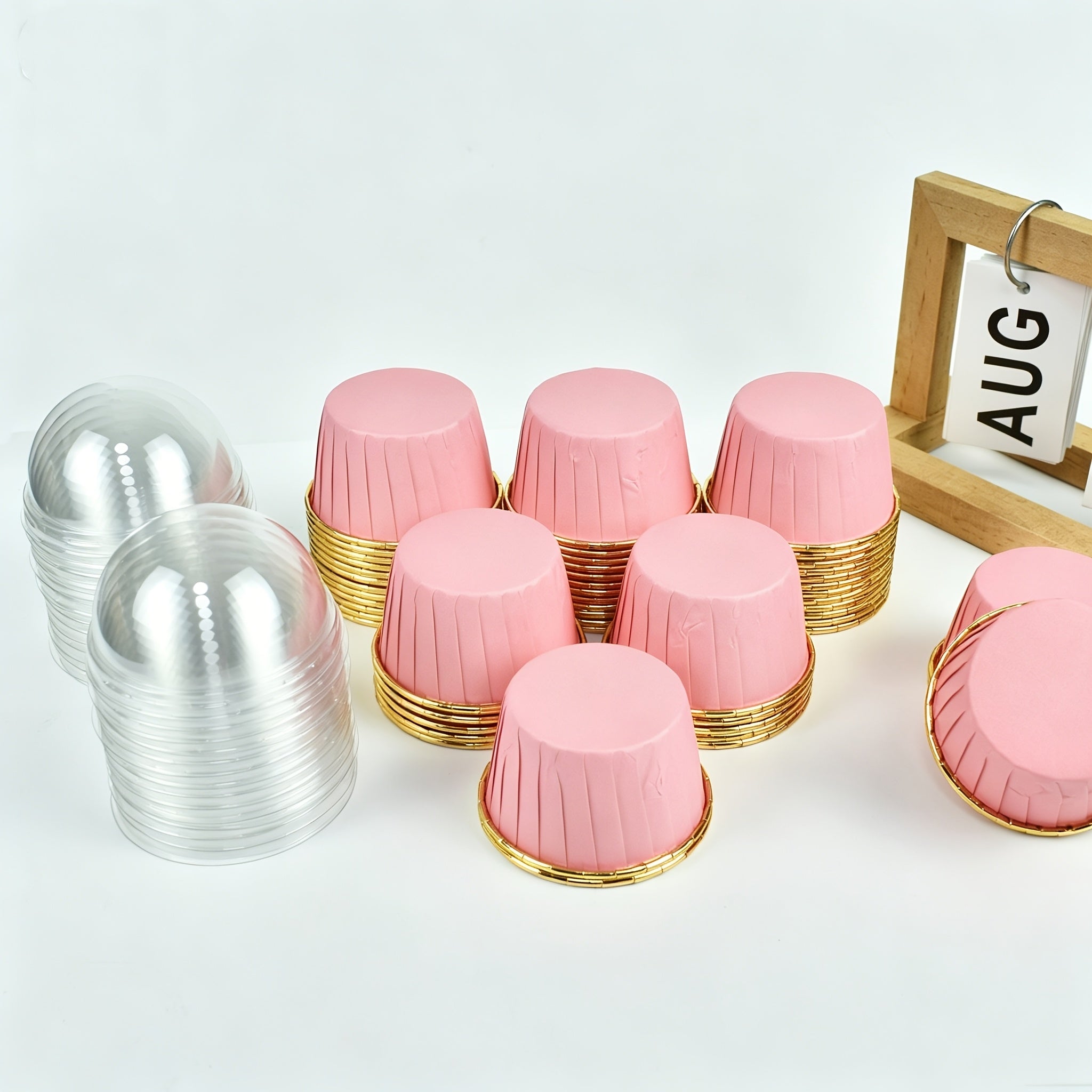 [50 cake cups or 50 cake cups + 50 lids], high temperature resistance up to 230 ° C can be heated, food grade cake holder, single 1.8g thickened version, food grade oil-proof, suitable for various festivals, birthdays, parties, baking decorative cups