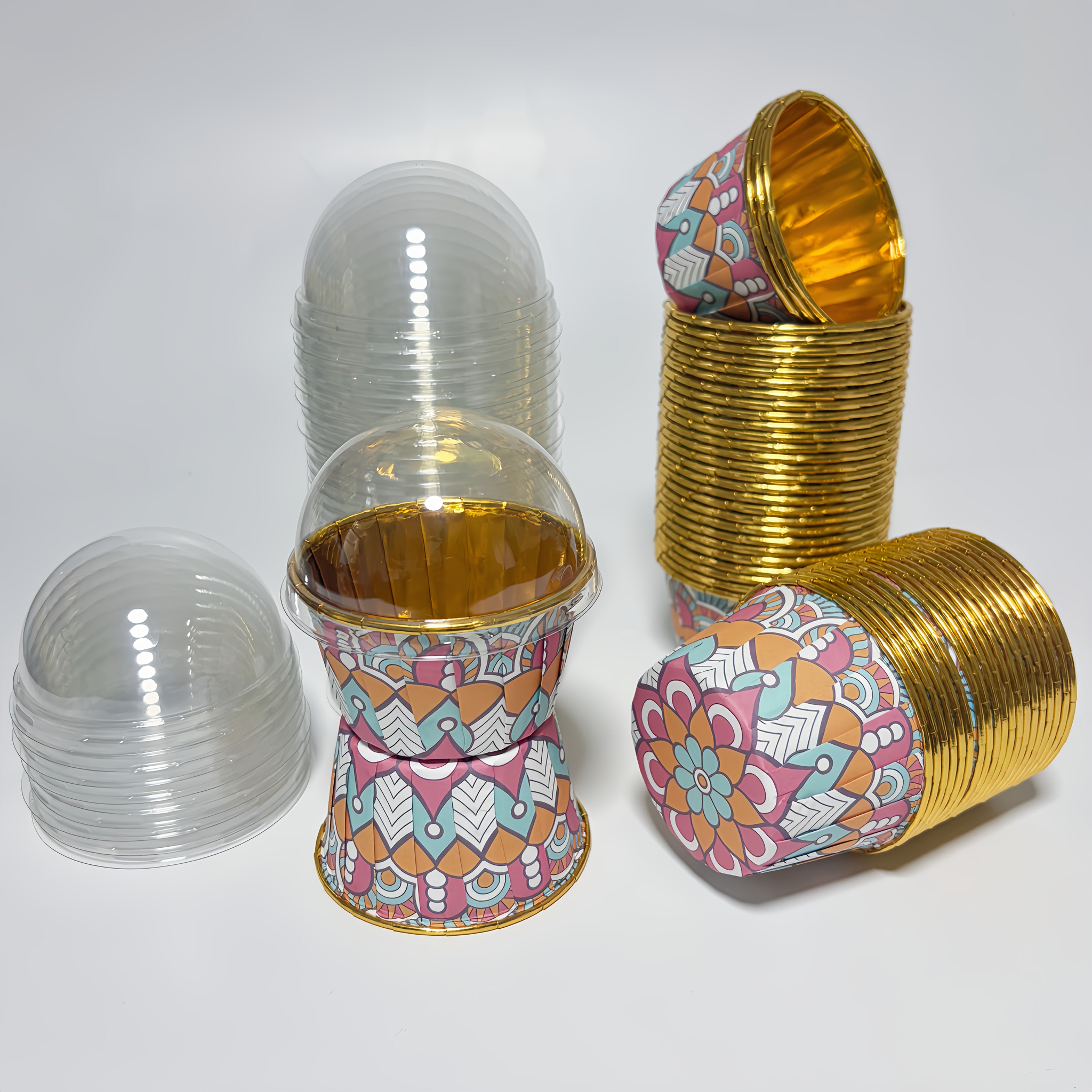 (50 Cake Cups or 50 Cake Cups + 50 Lid) - Cupcake Liner - Oil-resistant non-stick cupcake baking pan with round bottom edge for parties, bakeries, dessert trays - Easy demoulding for pancakes, pastries and small cakes
